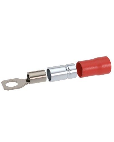 Наконечник НКИ 0,25-1,5 М4 (D4,3мм) с отверстием под винт (100 шт) (2A4P-DS-PVC). Наконечник с отверстием под винт и изолированным фланцем ПВХ, двойная гильза. ДКС в Пскове