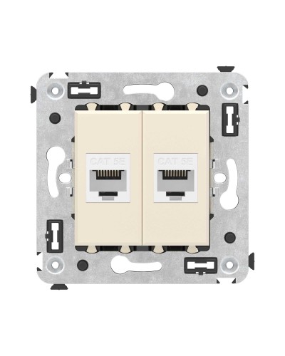 Розетка RJ-45 в стену, кат.5E, Avanti, двойная, ванильная дымка (4405664). Розетка компьютерная. ДКС в Пскове