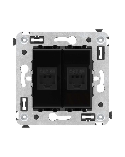 Розетка RJ-45 в стену, кат.5E, Avanti, двойная, черный квадрат (4402664). Розетка компьютерная. ДКС в Пскове