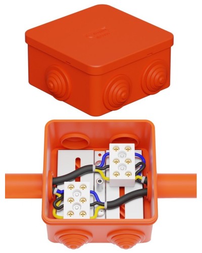 Коробка JBS080 85х85х50, 6 вых., 3P (0,15-4,0 мм²) (43101HF). Коробка монтажная, огнестойкая, без галогена. Экопласт в Пскове