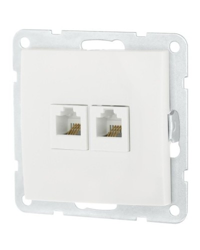 Розетка телефонная двойная 2xRJ-12 с накладкой, белый LK60 (865604-1). Розетка телефонная. Экопласт в Пскове