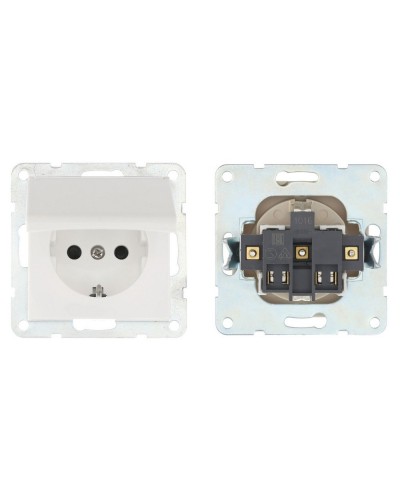 Розетка с з/к, шторками и крышкой, белый LK80 (843404-1). Розетка. Экопласт в Пскове