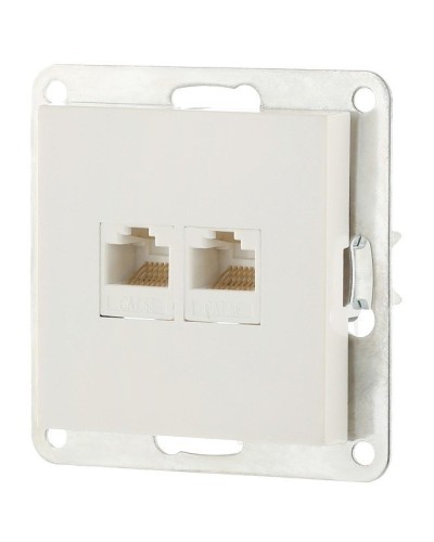 Розетка 2xRJ-45 кат.5е с накладкой, белый LK80 (846204-1). Розетка компьютерная двойная. Экопласт в Пскове