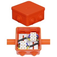 Коробка JBS080 85х85х50, 6 вых., 6P (0,15-2,5 мм²) (43031HF). Коробка монтажная, огнестойкая, без галогена. Экопласт