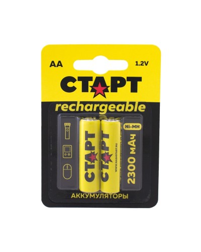 СТАРТ HR6 (AA, 2300 mah), упак. 2 шт. БЛИСТЕР. Перезаряжаемые аккумуляторы. СТАРТ в Пскове