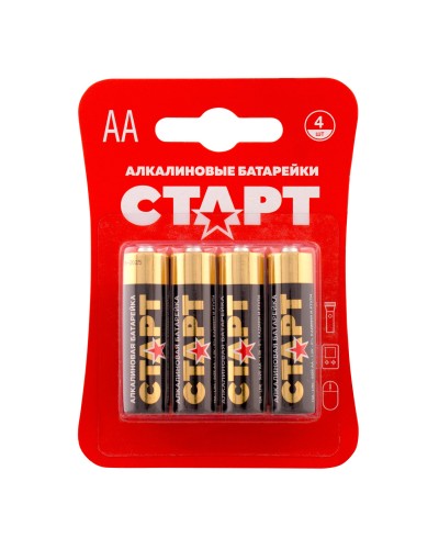 СТАРТ LR6-BL4 (1,5 В, AA, LR6), упак. 4 шт. БЛИСТЕР. Алкалиновые батарейки. СТАРТ в Пскове