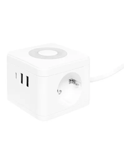 Удлинитель Куб 2 гнезда 2USB 2,4А+Type C + Ночник 1,3 метра 1мм2. Удлинитель Куб. EKF в Пскове