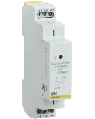 Реле промежуточное модульное OIR 1 контакт 16А 230В AC (OIR-116-AC230V). Реле промежуточное модульное. IEK в Пскове