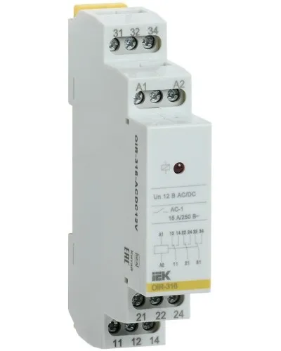 Реле промежуточное модульное OIR 3 контакта 16А 230В AC (OIR-316-AC230V). Реле промежуточное модульное. IEK в Пскове