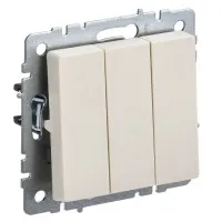 Выключатель 3-клавишный ВС10-3-0-БрКр бежевый BRITE (BR-V30-0-10-K10). Выключатель. IEK