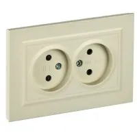 Розетка 2-местная без з/к РСш12-2-БрКр бежевый BRITE (BR-R23-10-K10-F). Розетка без заземления с защитными шторками в сборе. IEK