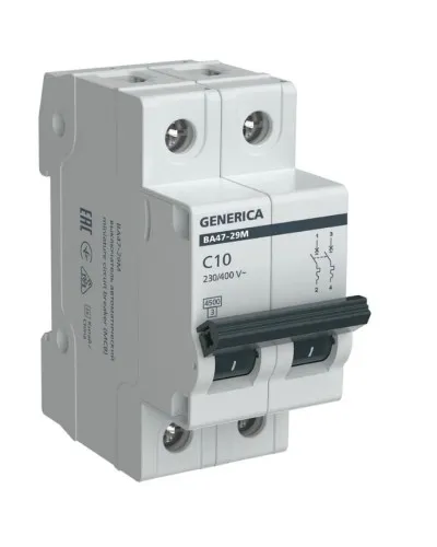 GENERICA ВА47-29М 2P C 10А 4,5кА (MVA21-2-010-C-G). Автоматический выключатель. IEK в Пскове