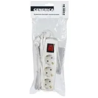 У03В 3 места, 7м GENERICA (WYP10-10-03-07-ZK-G). Удлинитель 3 места 2P+PE, 3х1 кв.мм, 10А, 250В. IEK