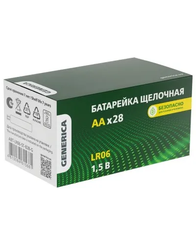 Батарейка Alkaline LR06/AA GENERICA (28 шт) (ABT-LR06-ST-B28-G). Батарейка щелочная. IEK в Пскове