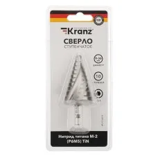Сверло по металлу ступенчатое ТИТАН 9,0-36,0 мм 110 mm 65 HRC Р6М5 TiN Kranz (KR-12-6614): Сверло по металлу шлифованное