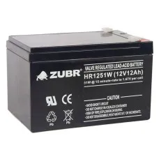 ZUBR HR 1251W (12V, 12Ah). Аккумулятор герметичный свинцово-кислотный. ZUBR