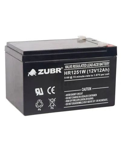 ZUBR HR 1251W (12V, 12Ah). Аккумулятор герметичный свинцово-кислотный. ZUBR в Пскове