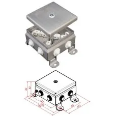 КМ-О (12к)-IP55-1212, 8 вводов, нержавейка: Коробка монтажная огнестойкая