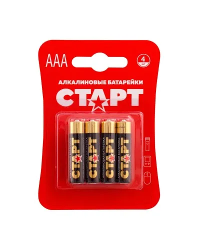 СТАРТ LR03-BL4 (1,5 В, AAA, LR03), упак. 4 шт. БЛИСТЕР. Алкалиновые батарейки. СТАРТ в Пскове